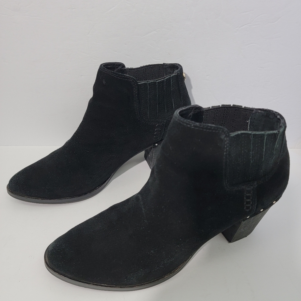 STEVE MADDEN TINKER Black Suede Studded Ankle Boots Women Size 9 Leather Upper - Picture 2 of 12